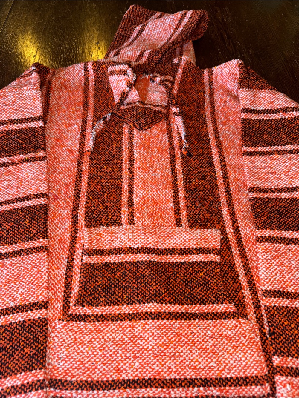 Orange and black Mexican poncho, NWOT